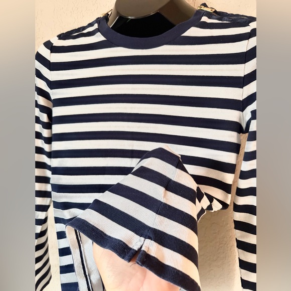Lauren Ralph Lauren Striped Long Sleeve Top - Navy Blue sand White - Picture 7 of 16